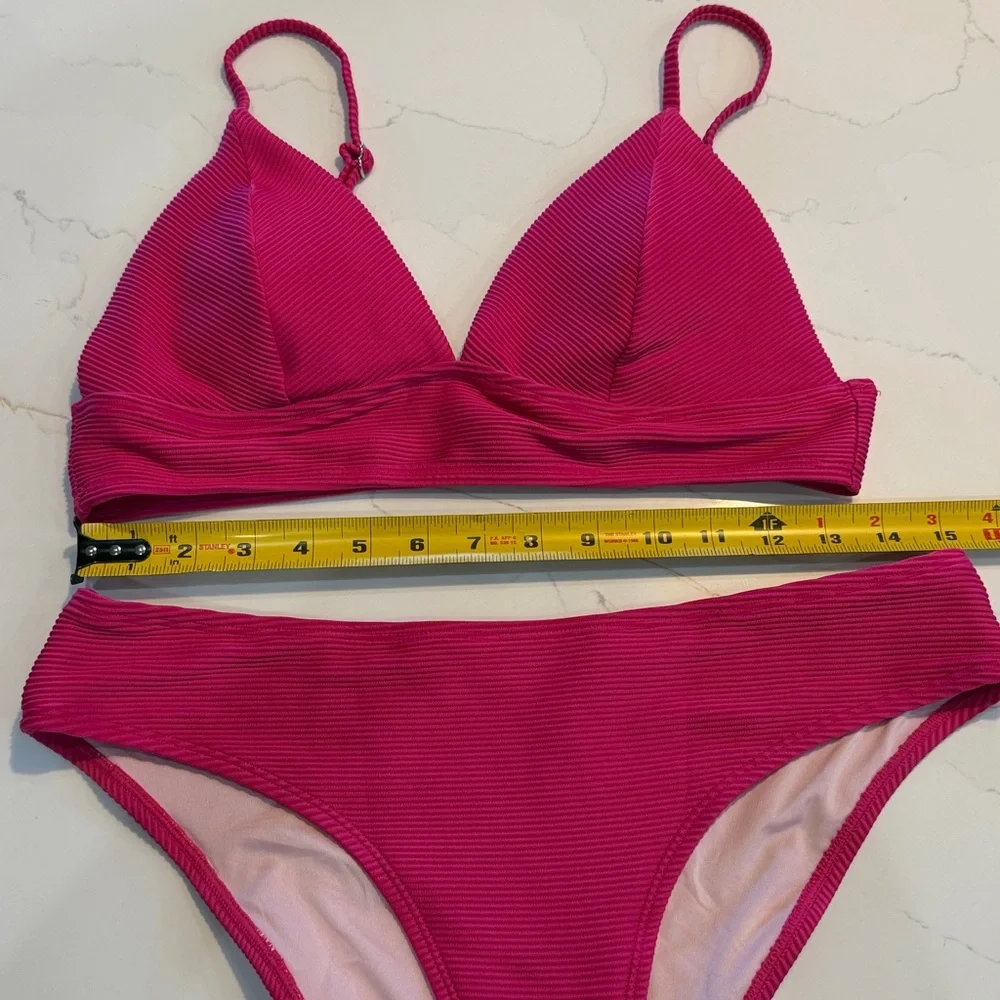 Hot Pink Ribbed Bikini Set - Picture 2 of 8